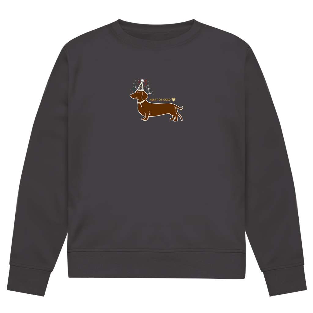Herren Premium Bio Sweatshirt Dackel mit Herz