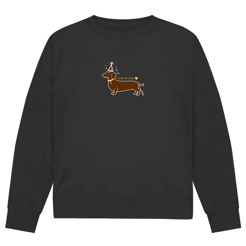 Herren Premium Bio Sweatshirt Dackel mit Herz