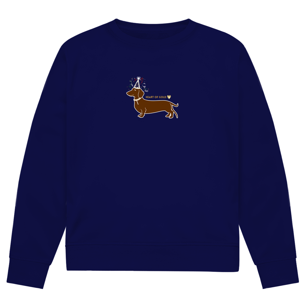 Herren Premium Bio Sweatshirt Dackel mit Herz