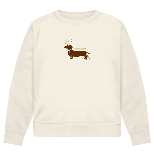 Herren Premium Bio Sweatshirt Dackel mit Herz