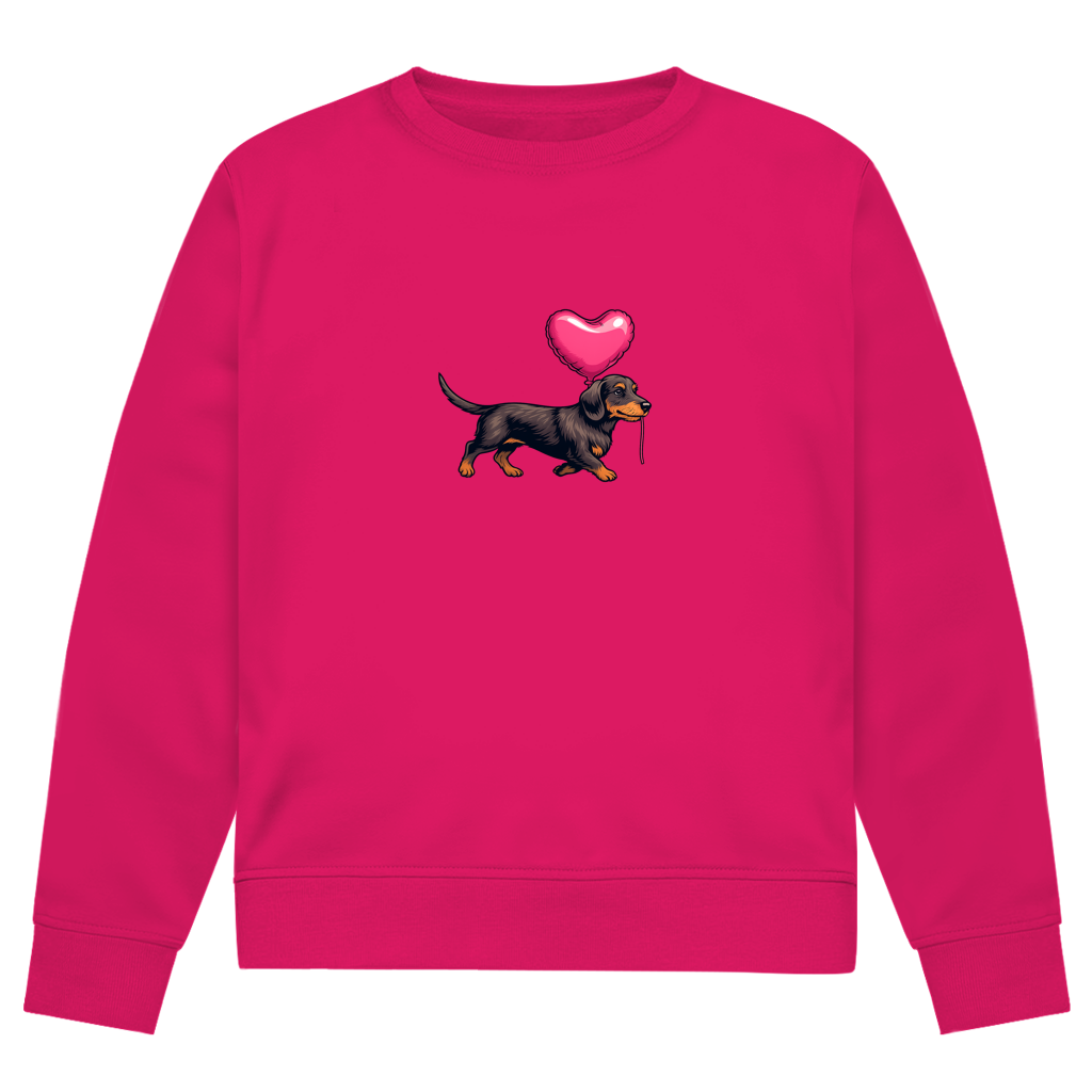 Damen Bio Sweatshirt "Dackel mit Herz Ballon" – Weil Liebe vier Pfoten hat