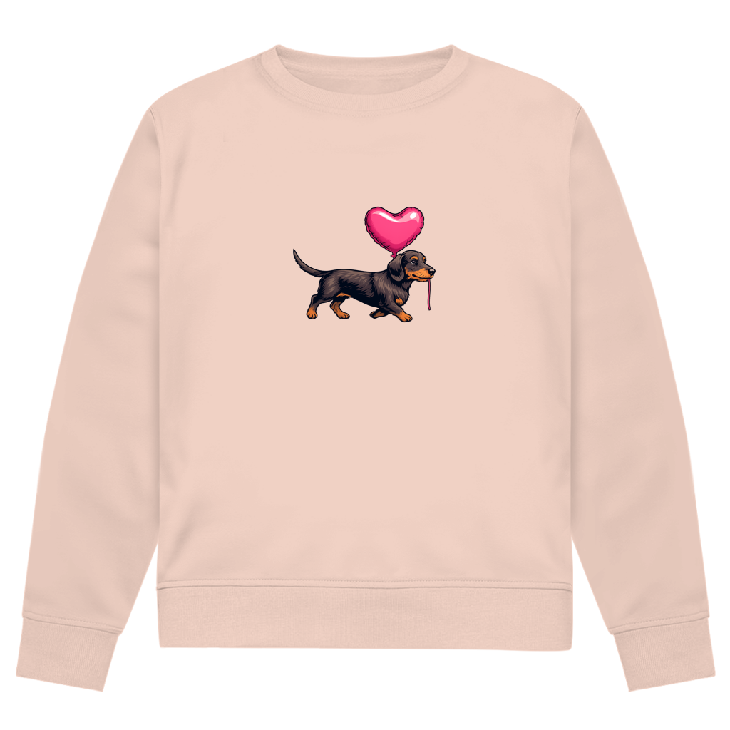 Damen Bio Sweatshirt "Dackel mit Herz Ballon" – Weil Liebe vier Pfoten hat