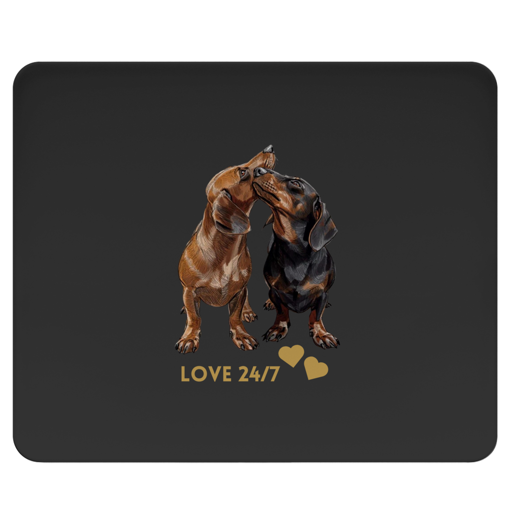 Geschenk für Dackel Fans - Mousepad  mit 24/7 Love Dackel Motiv