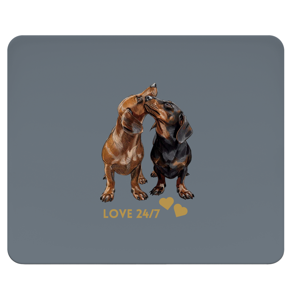 Geschenk für Dackel Fans - Mousepad  mit 24/7 Love Dackel Motiv