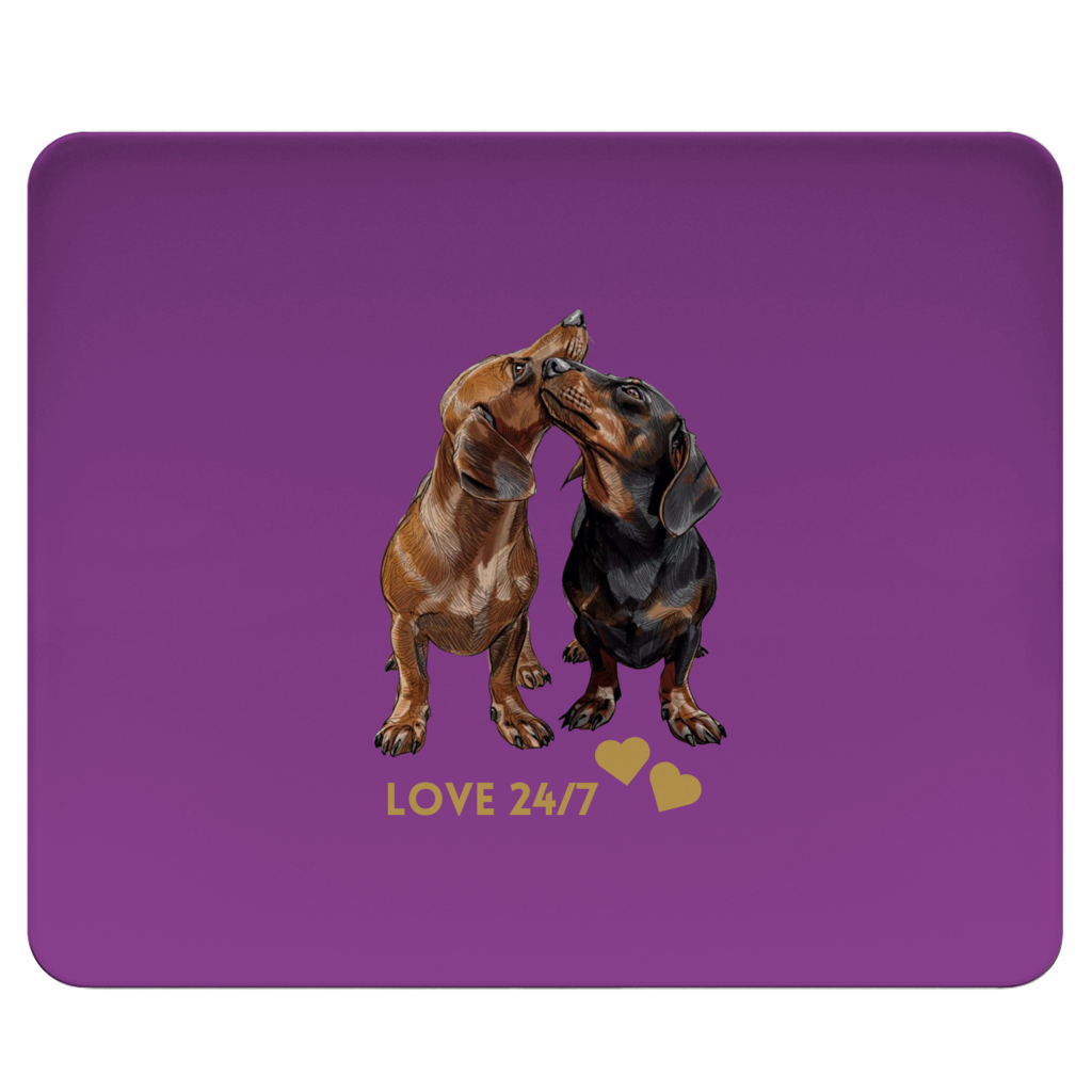 Geschenk für Dackel Fans - Mousepad  mit 24/7 Love Dackel Motiv