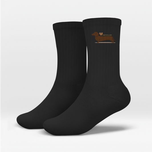 Dackel Design Crew Socken mit Print "Heart of a Lion "