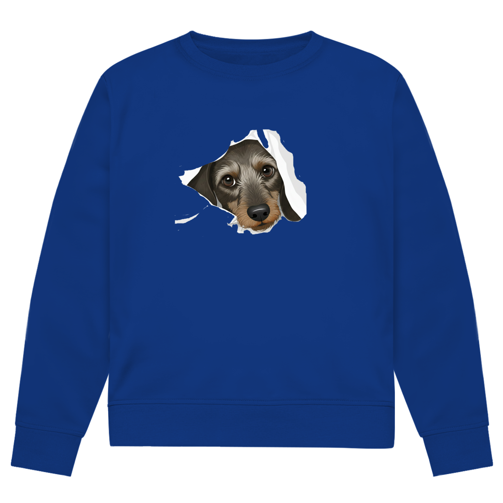 Sweatshirt mit Rauhaardackel Puppy super süß - Premium Bio Sweatshirt
