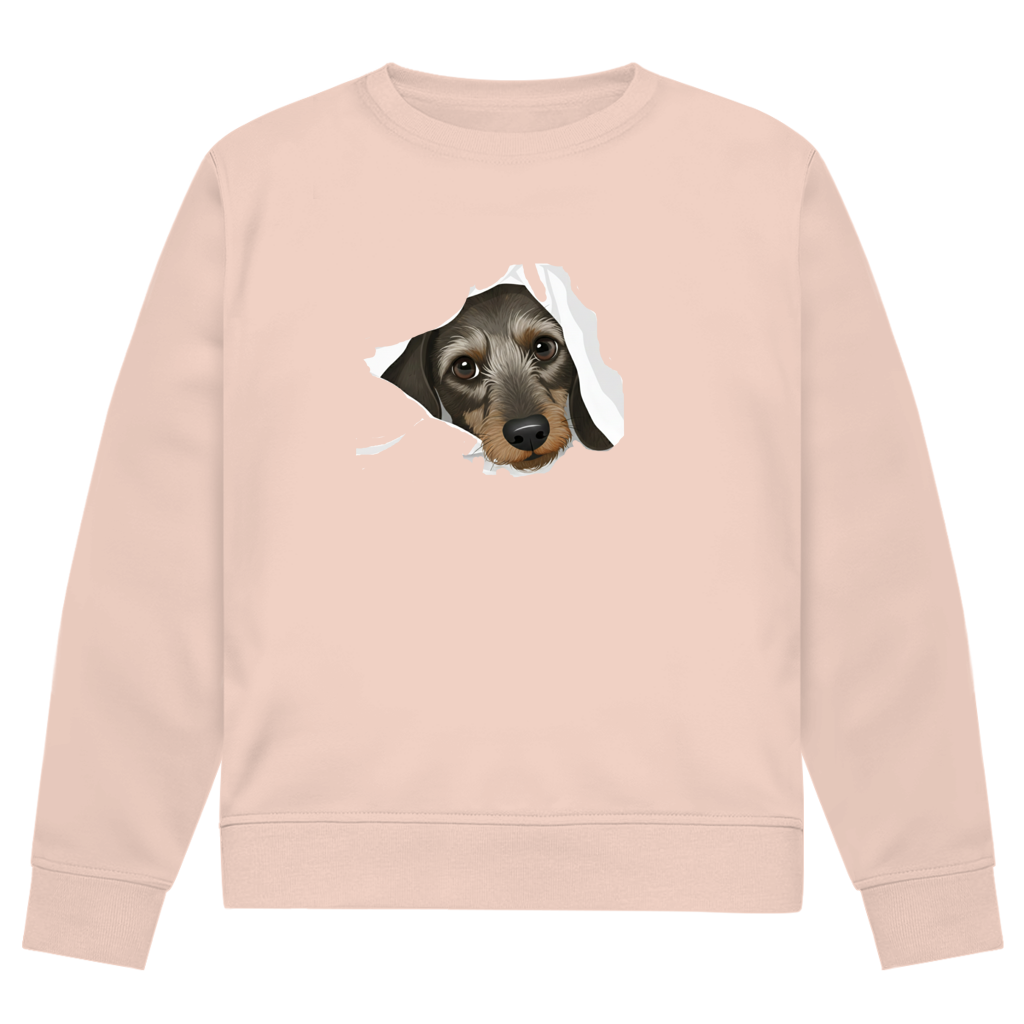 Sweatshirt mit Rauhaardackel Puppy super süß - Premium Bio Sweatshirt