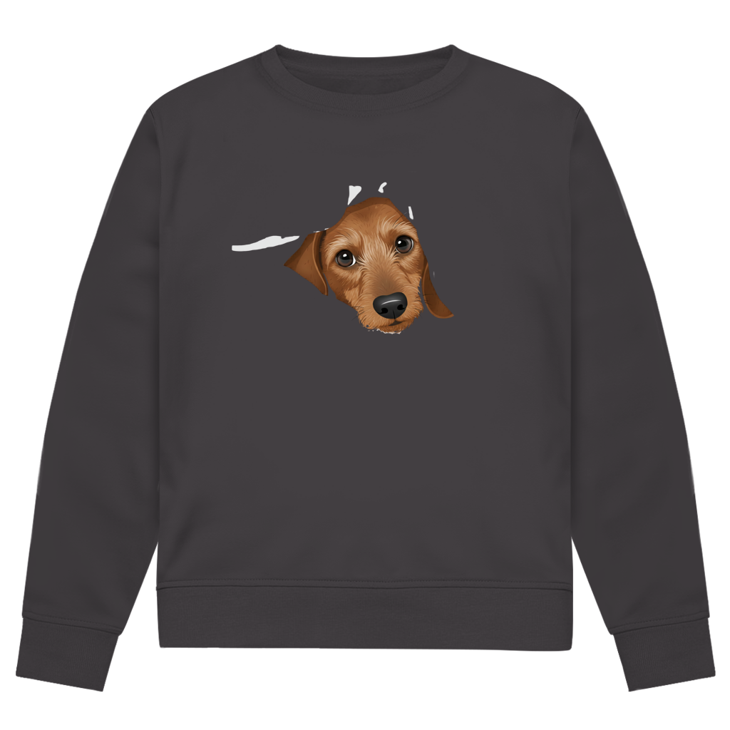 Unisex Premium Bio Sweatshirt mit braunem Rauhaar Welpen Motiv - niedlich und super süß