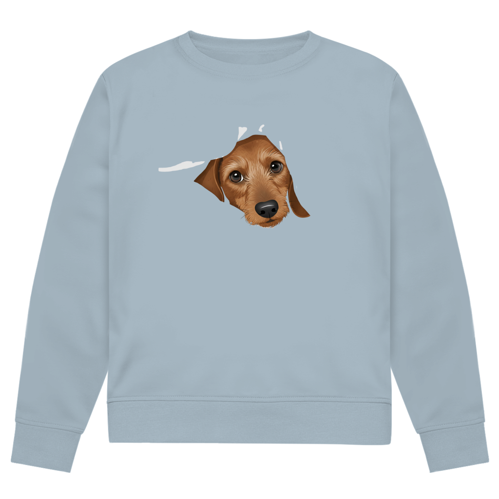 Unisex Premium Bio Sweatshirt mit braunem Rauhaar Welpen Motiv - niedlich und super süß