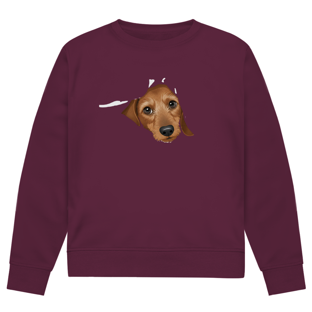 Unisex Premium Bio Sweatshirt mit braunem Rauhaar Welpen Motiv - niedlich und super süß