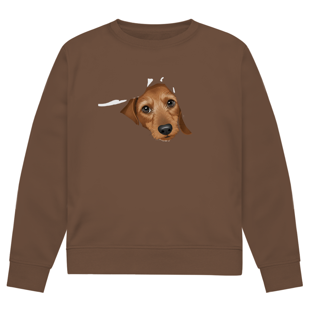 Unisex Premium Bio Sweatshirt mit braunem Rauhaar Welpen Motiv - niedlich und super süß