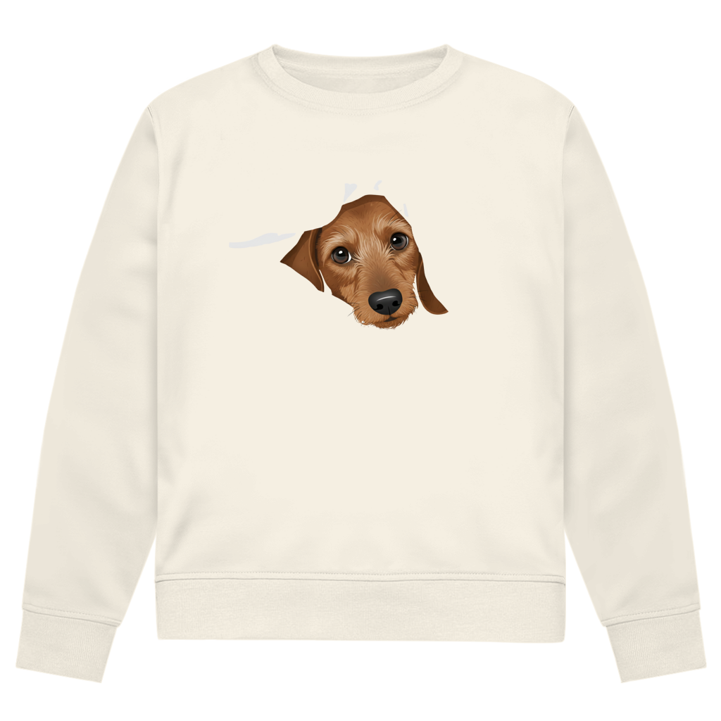 Unisex Premium Bio Sweatshirt mit braunem Rauhaar Welpen Motiv - niedlich und super süß