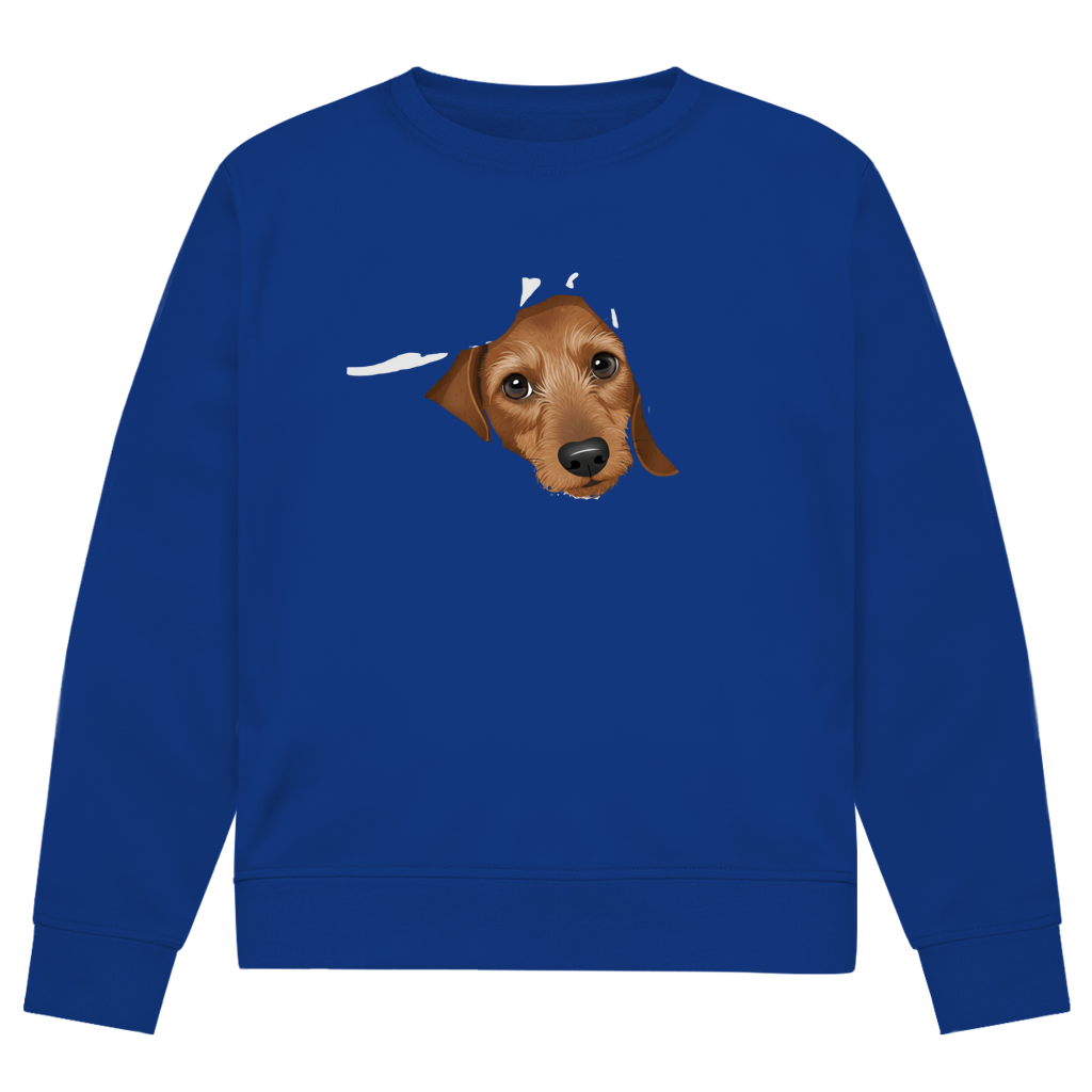 Unisex Premium Bio Sweatshirt mit braunem Rauhaar Welpen Motiv - niedlich und super süß