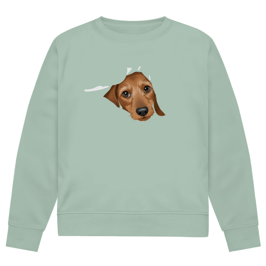 Unisex Premium Bio Sweatshirt mit braunem Rauhaar Welpen Motiv - niedlich und super süß