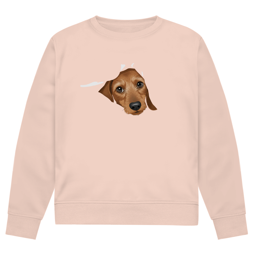 Unisex Premium Bio Sweatshirt mit braunem Rauhaar Welpen Motiv - niedlich und super süß