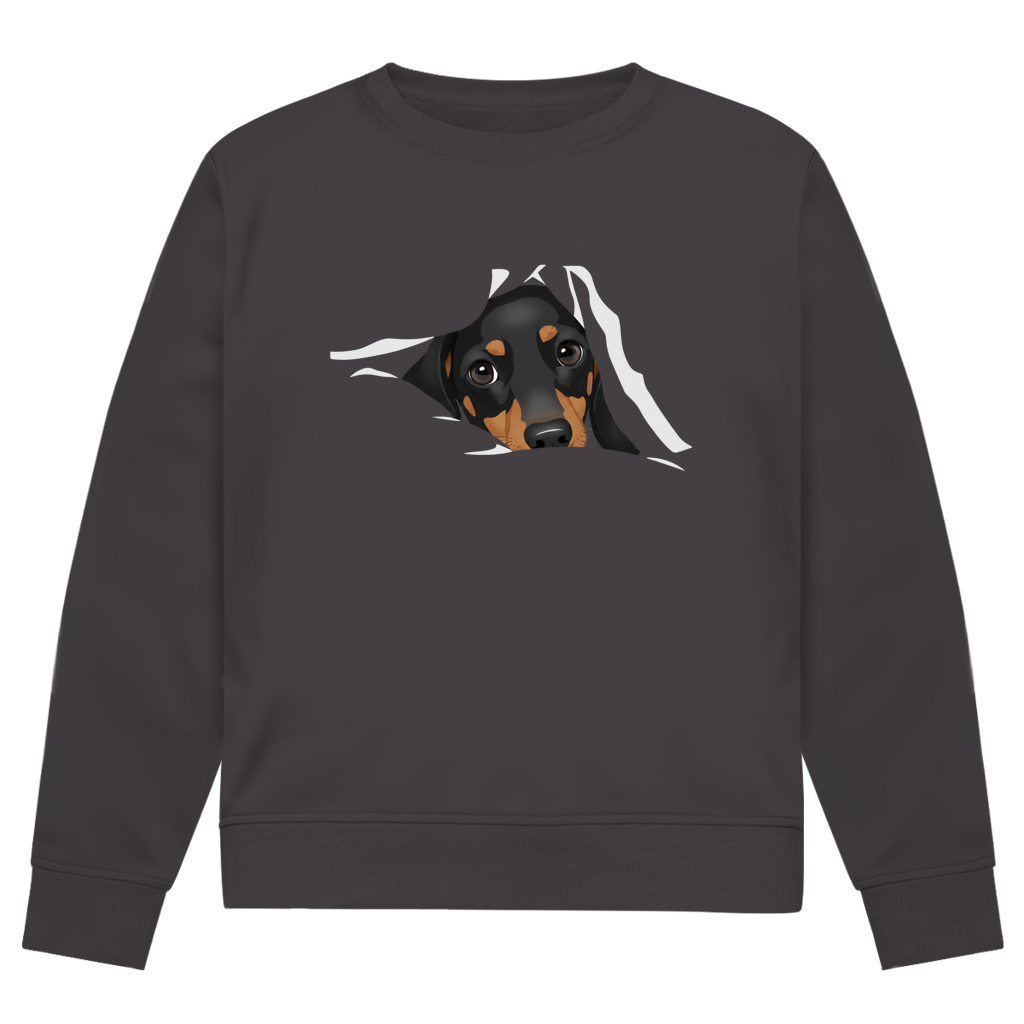Sweatshirt mit Dackel-Blick Print für Sie&Ihn - Premium Bio Sweatshirt Puppy Look