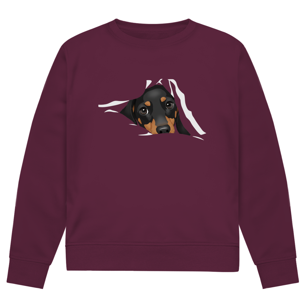 Sweatshirt mit Dackel-Blick Print für Sie&Ihn - Premium Bio Sweatshirt Puppy Look