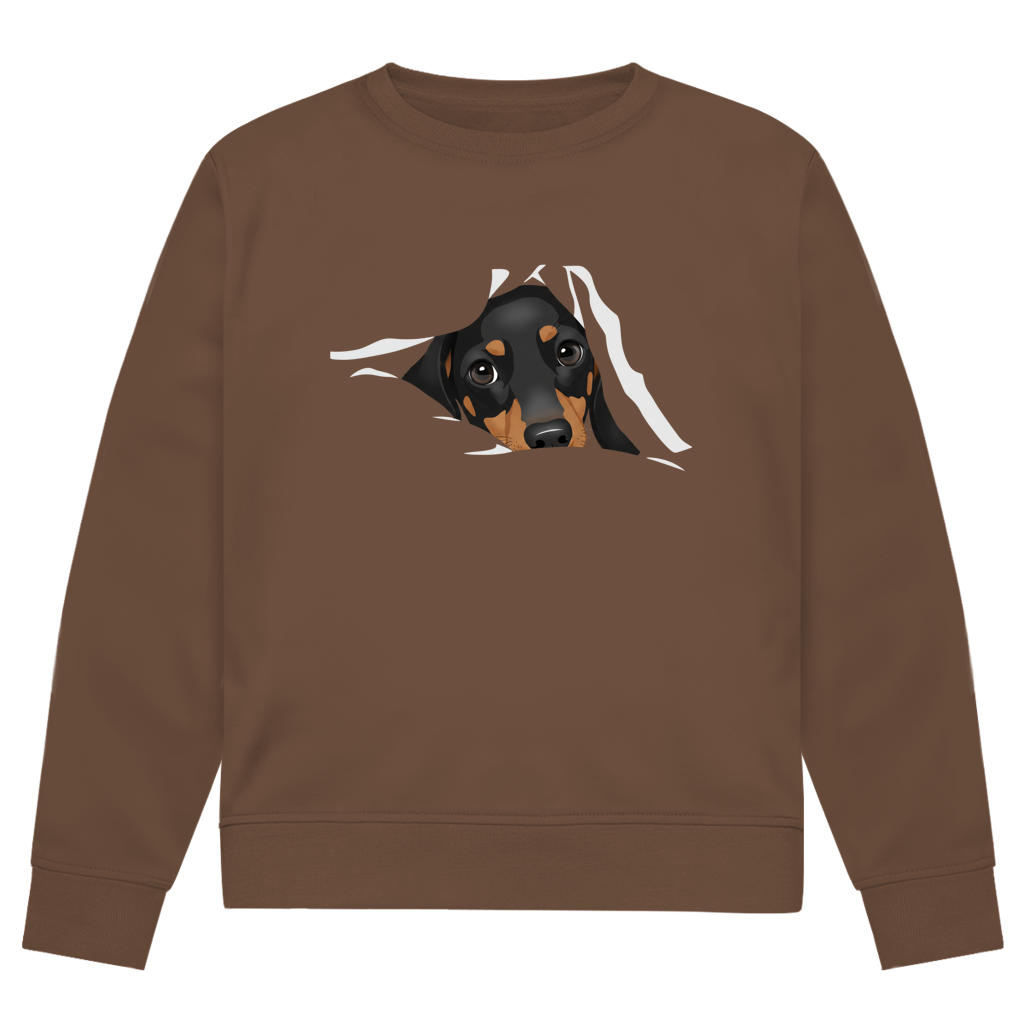 Sweatshirt mit Dackel-Blick Print für Sie&Ihn - Premium Bio Sweatshirt Puppy Look
