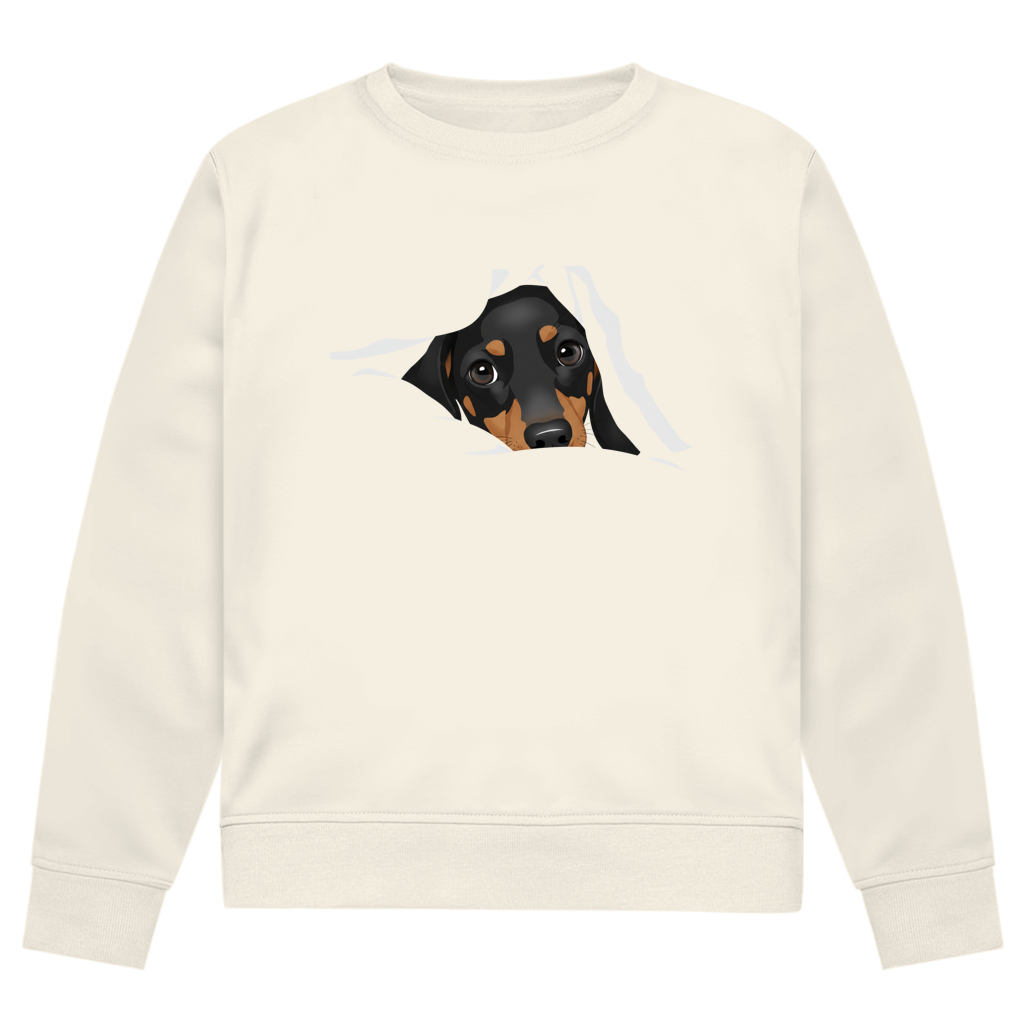 Sweatshirt mit Dackel-Blick Print für Sie&Ihn - Premium Bio Sweatshirt Puppy Look