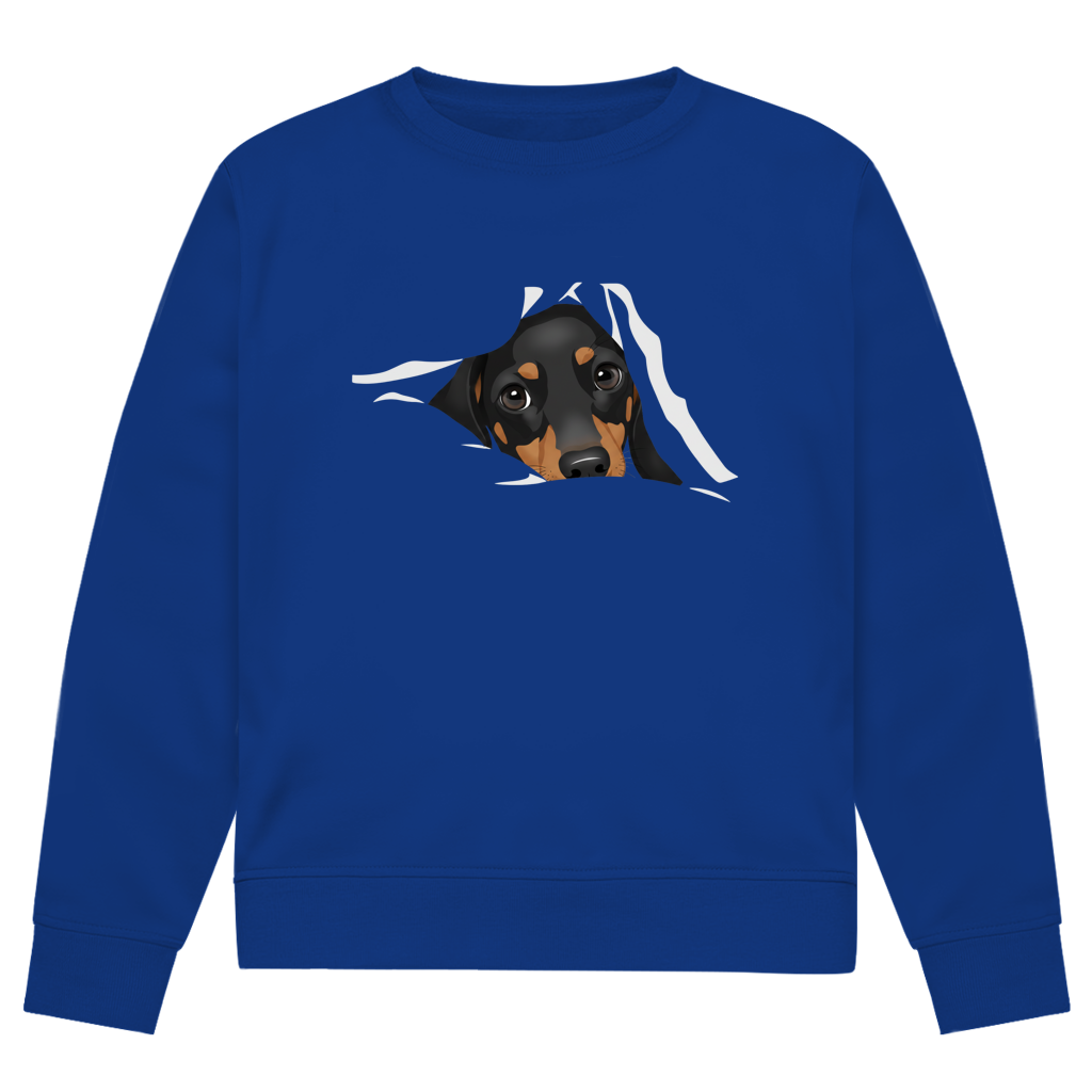 Sweatshirt mit Dackel-Blick Print für Sie&Ihn - Premium Bio Sweatshirt Puppy Look