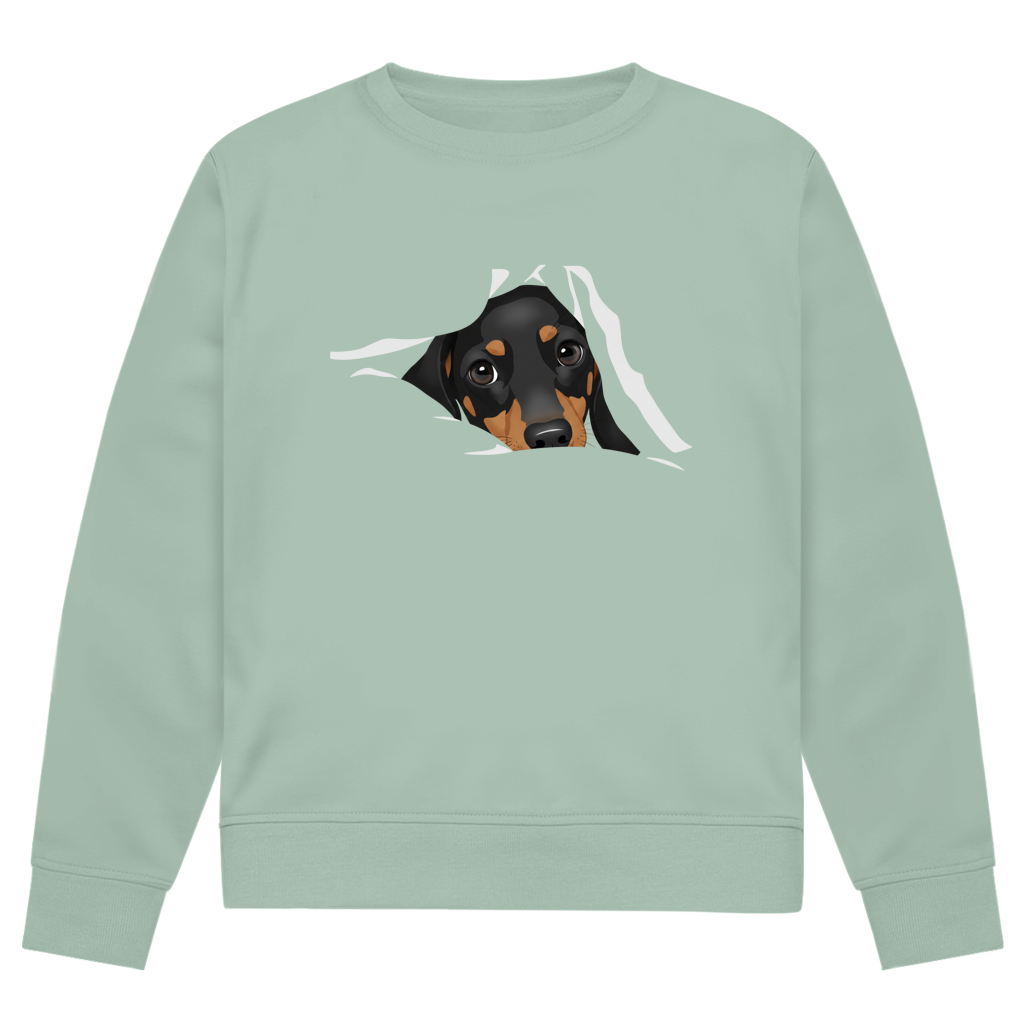 Sweatshirt mit Dackel-Blick Print für Sie&Ihn - Premium Bio Sweatshirt Puppy Look