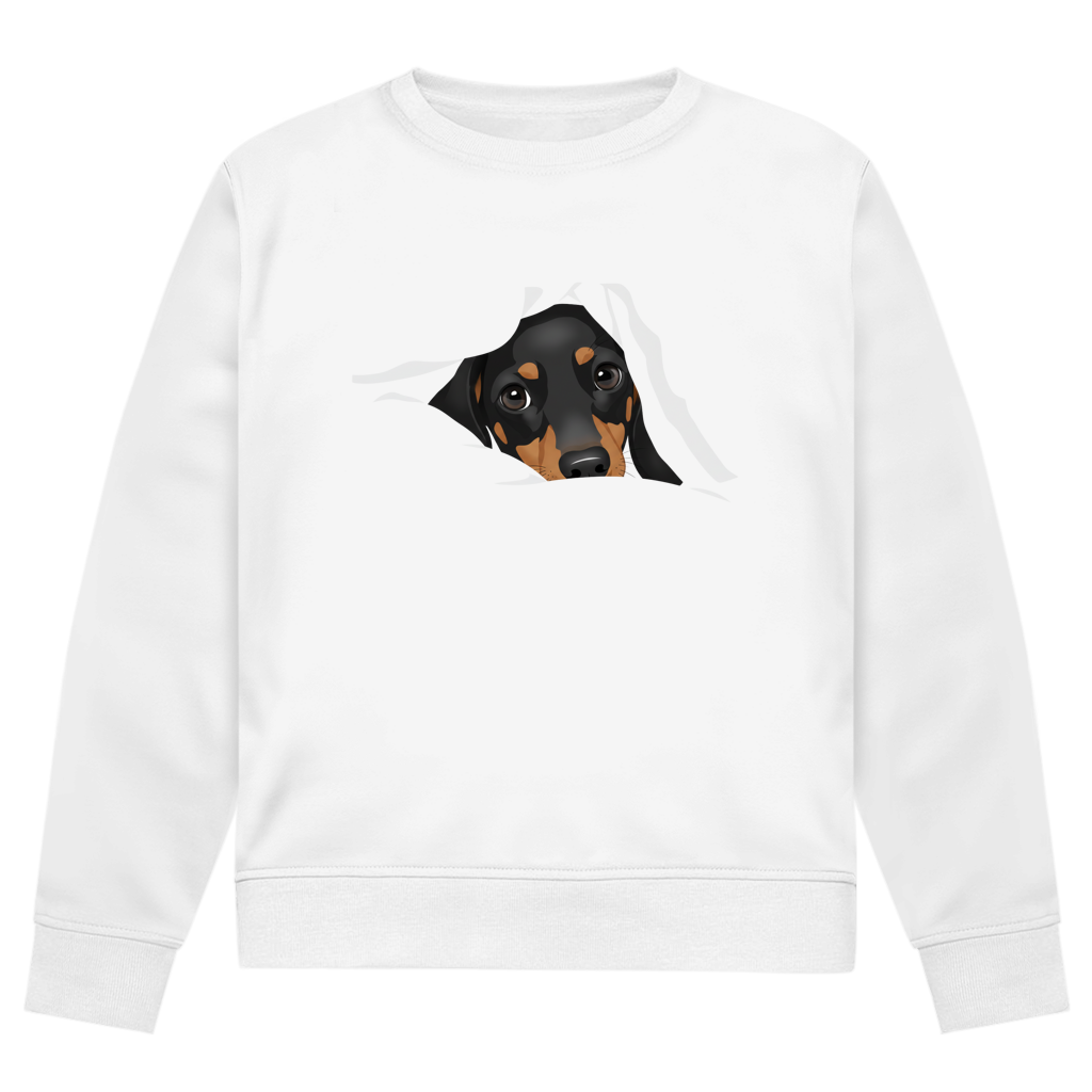 Sweatshirt mit Dackel-Blick Print für Sie&Ihn - Premium Bio Sweatshirt Puppy Look