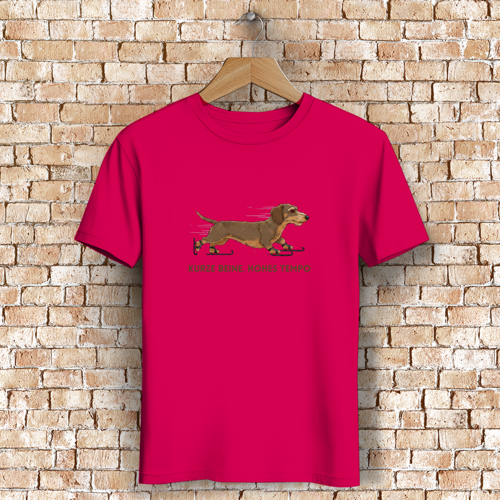 Unisex Premium Bio T-Shirt Dackel Design Kurze Beine. Hohes Tempo