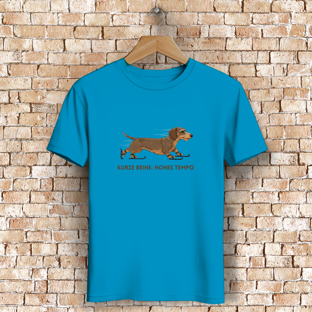Unisex Premium Bio T-Shirt Dackel Design Kurze Beine. Hohes Tempo