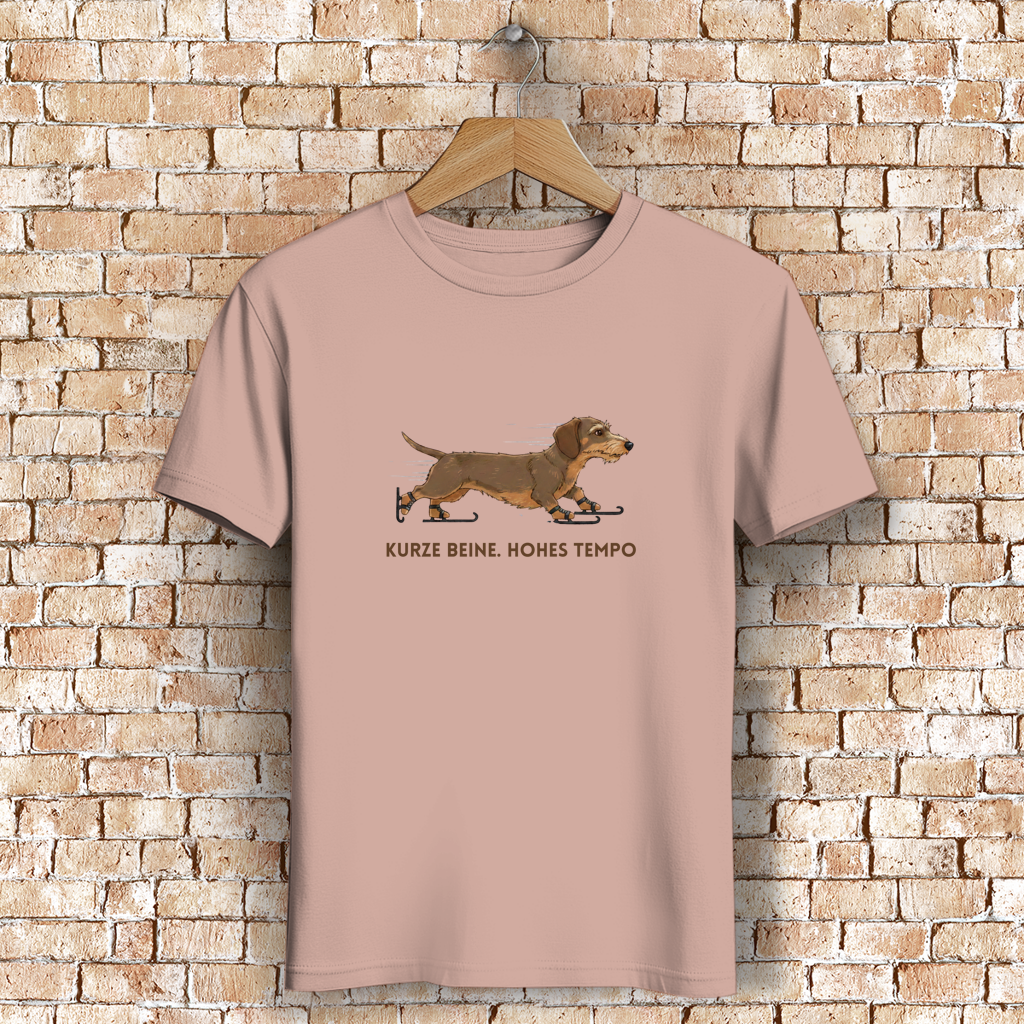 Unisex Premium Bio T-Shirt Rauhaar Dackel Design - Kurze Beine. Hohes Tempo