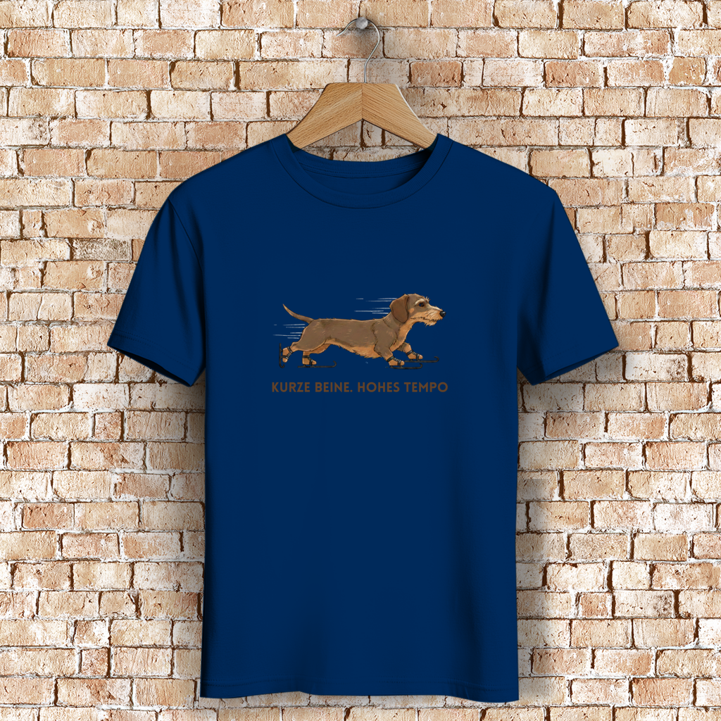 Unisex Premium Bio T-Shirt Rauhaar Dackel Design - Kurze Beine. Hohes Tempo