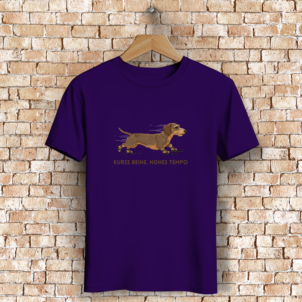 Unisex Premium Bio T-Shirt Rauhaar Dackel Design - Kurze Beine. Hohes Tempo