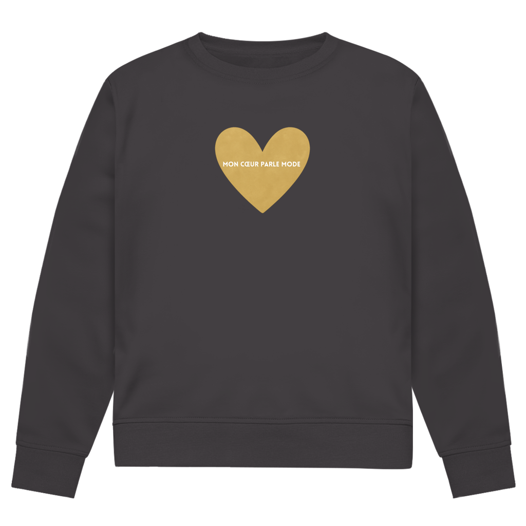 Boxy Sweat mit French Chic Slogan "Mon coeur parle mode" - Premium Baumwolle mit French Chic
