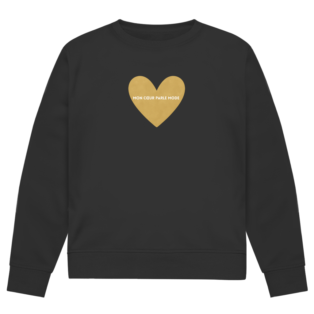 Boxy Sweat mit French Chic Slogan "Mon coeur parle mode" - Premium Baumwolle mit French Chic