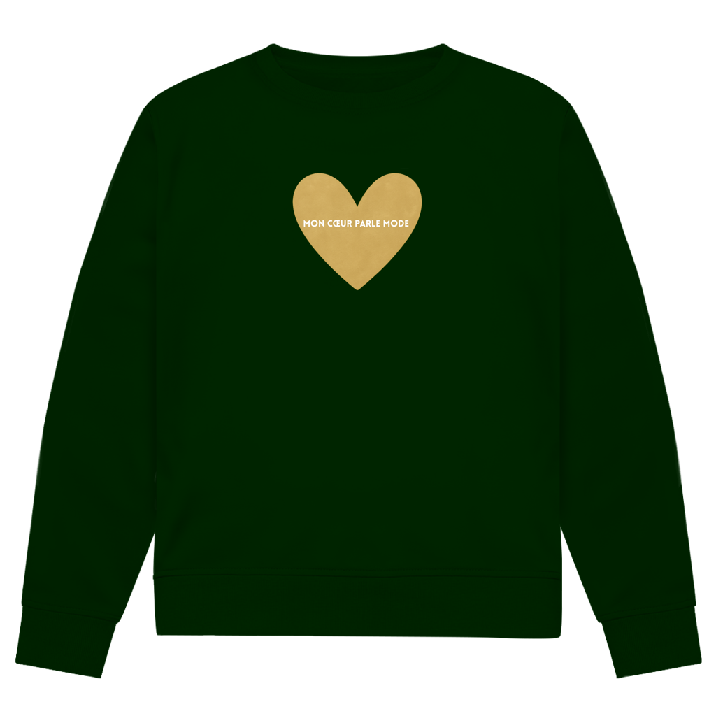 Boxy Sweat mit French Chic Slogan "Mon coeur parle mode" - Premium Baumwolle mit French Chic