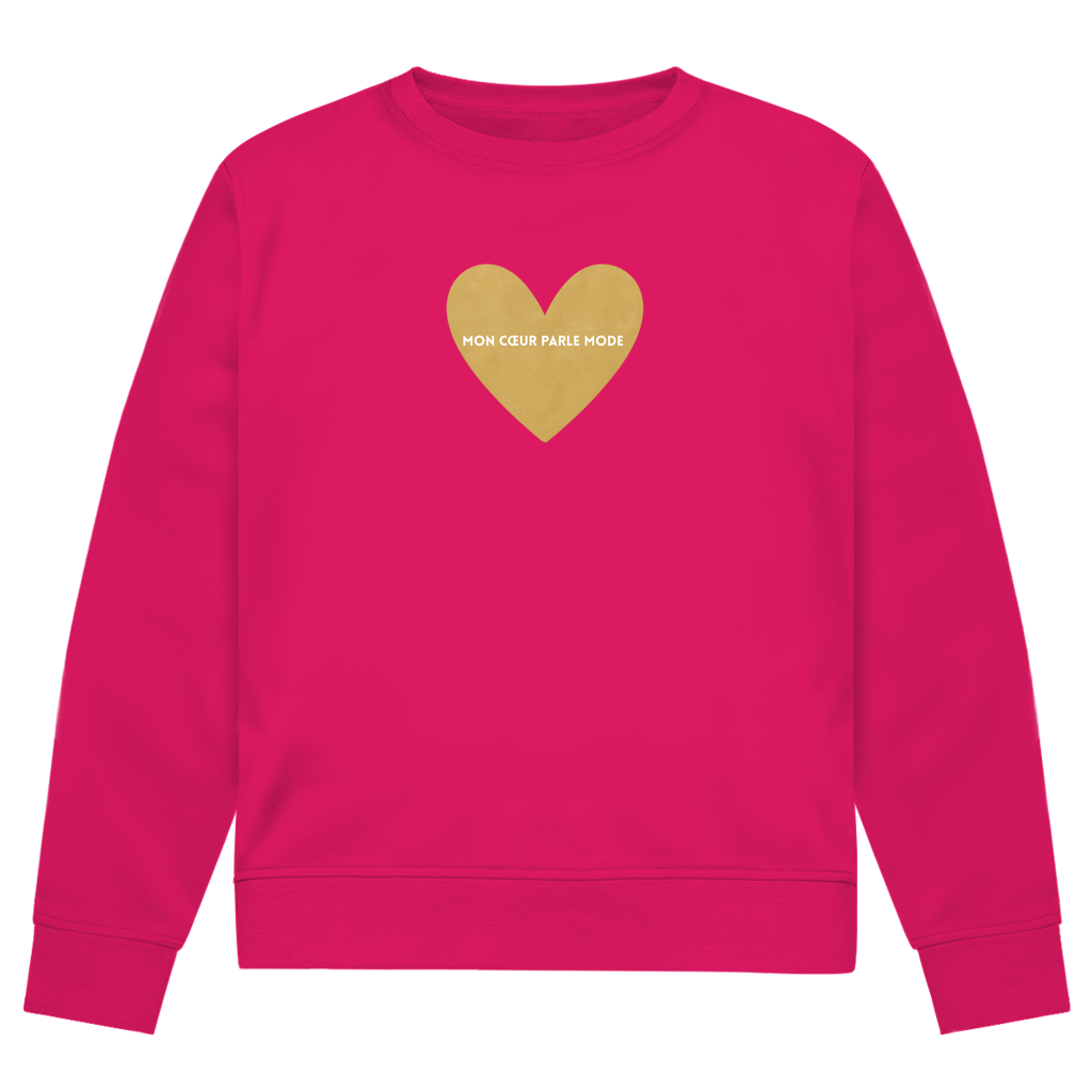 Boxy Sweat mit French Chic Slogan "Mon coeur parle mode" - Premium Baumwolle mit French Chic