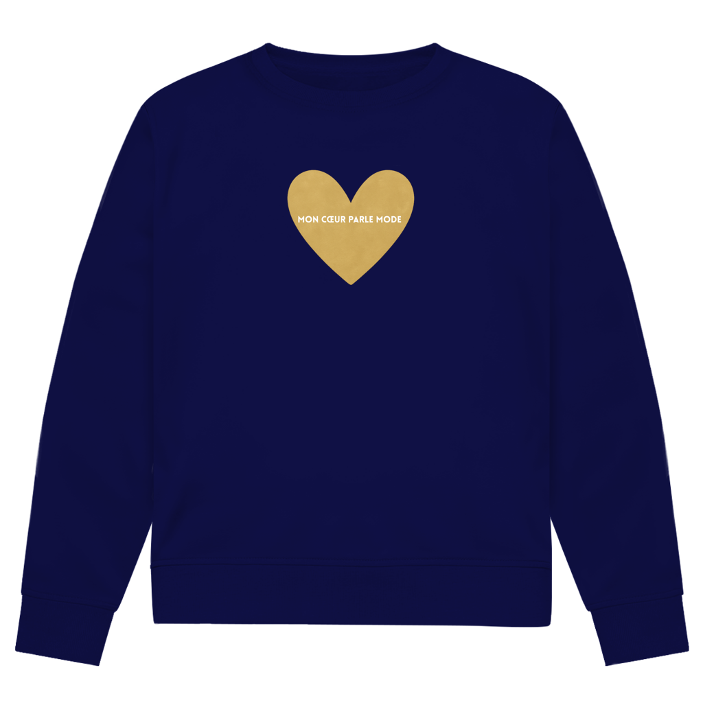 Boxy Sweat mit French Chic Slogan "Mon coeur parle mode" - Premium Baumwolle mit French Chic