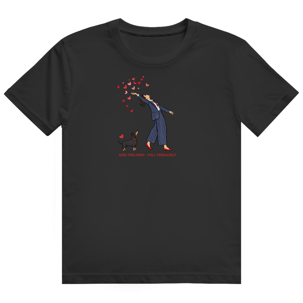 Premium Dackel Shirt mit Slogan "Herz verloren . voll verdackelt"
