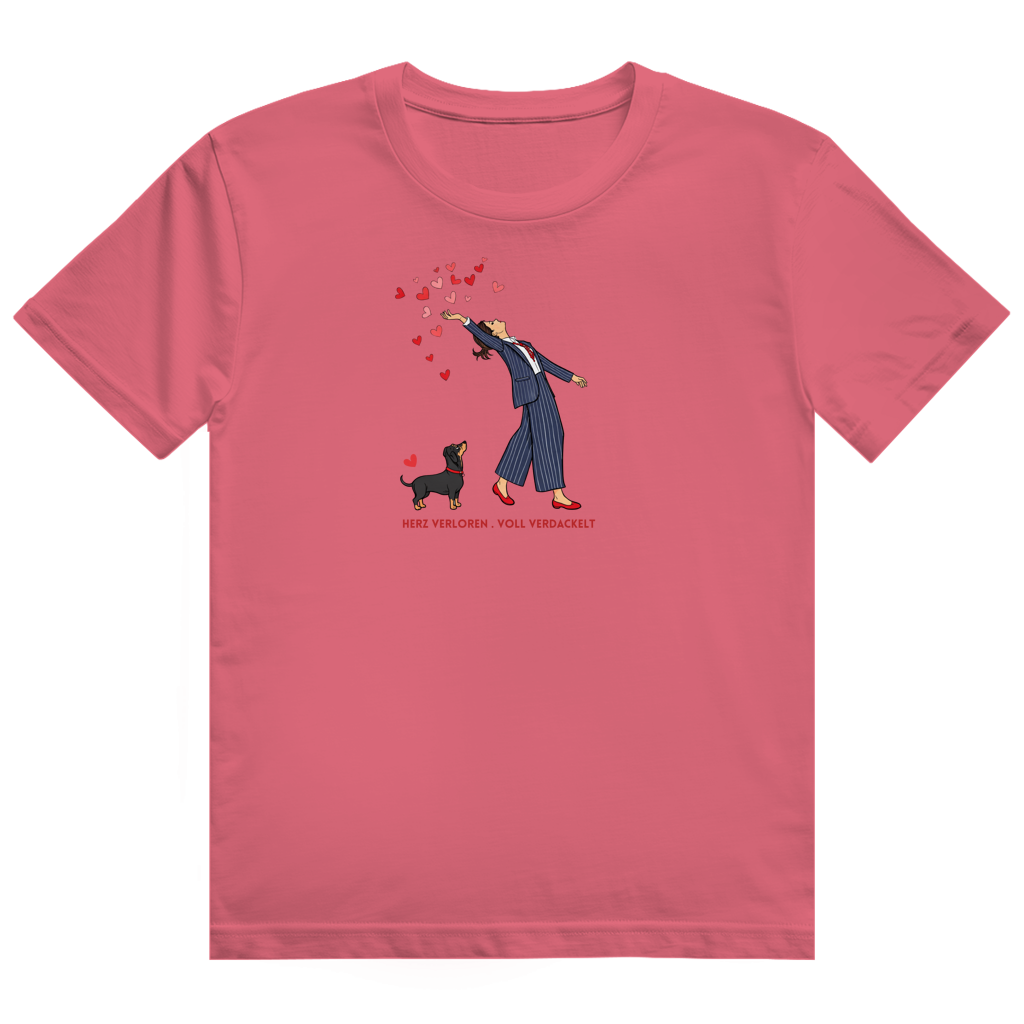 Premium Dackel Shirt mit Slogan "Herz verloren . voll verdackelt"