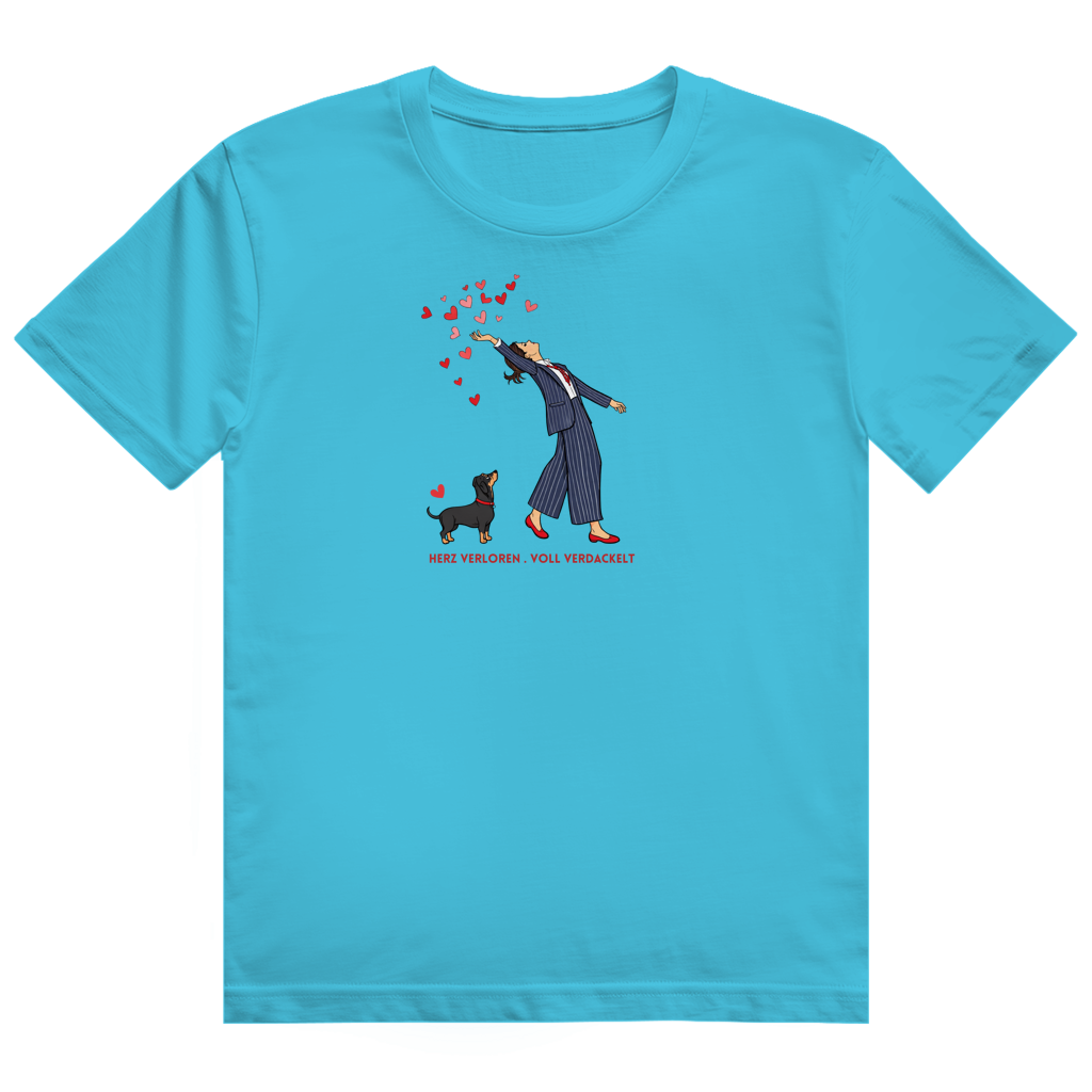 Premium Dackel Shirt mit Slogan "Herz verloren . voll verdackelt"