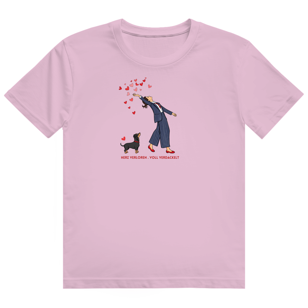 Premium Dackel Shirt mit Slogan "Herz verloren . voll verdackelt"