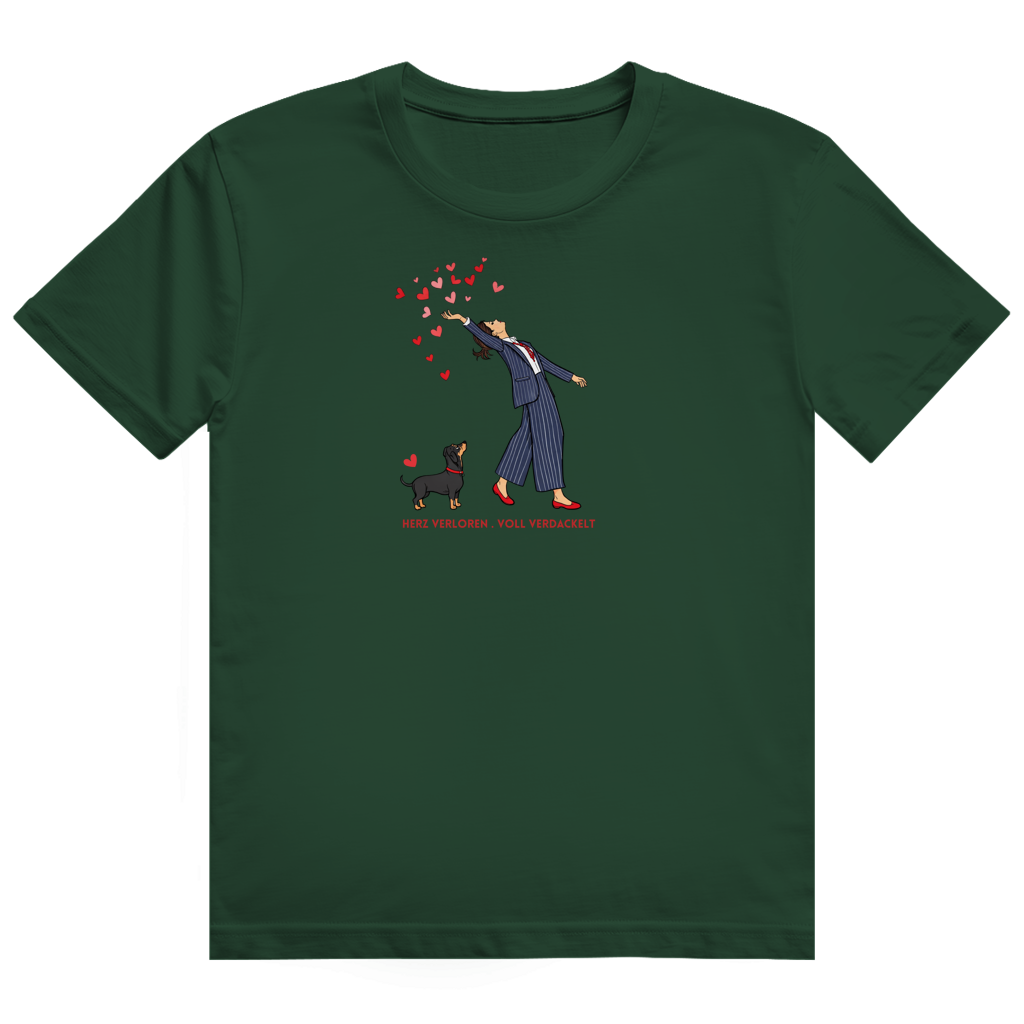 Premium Dackel Shirt mit Slogan "Herz verloren . voll verdackelt"
