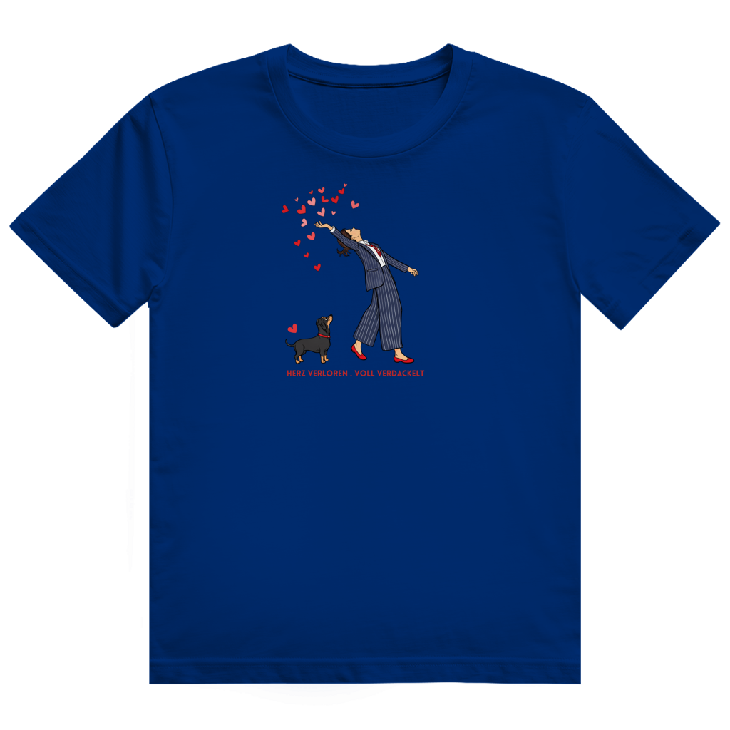 Premium Dackel Shirt mit Slogan "Herz verloren . voll verdackelt"