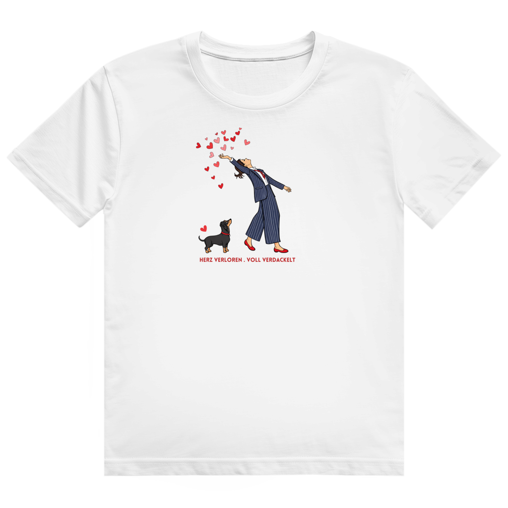 Premium Dackel Shirt mit Slogan "Herz verloren . voll verdackelt"