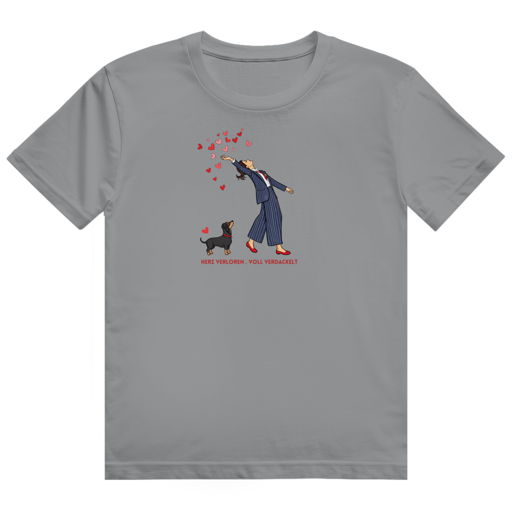 Premium Dackel Shirt mit Slogan "Herz verloren . voll verdackelt"