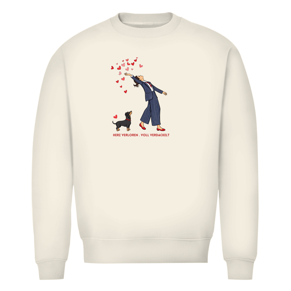 Oversized Bio-Sweatshirt „Herz verloren . voll verdackelt" – Premium Damen Print