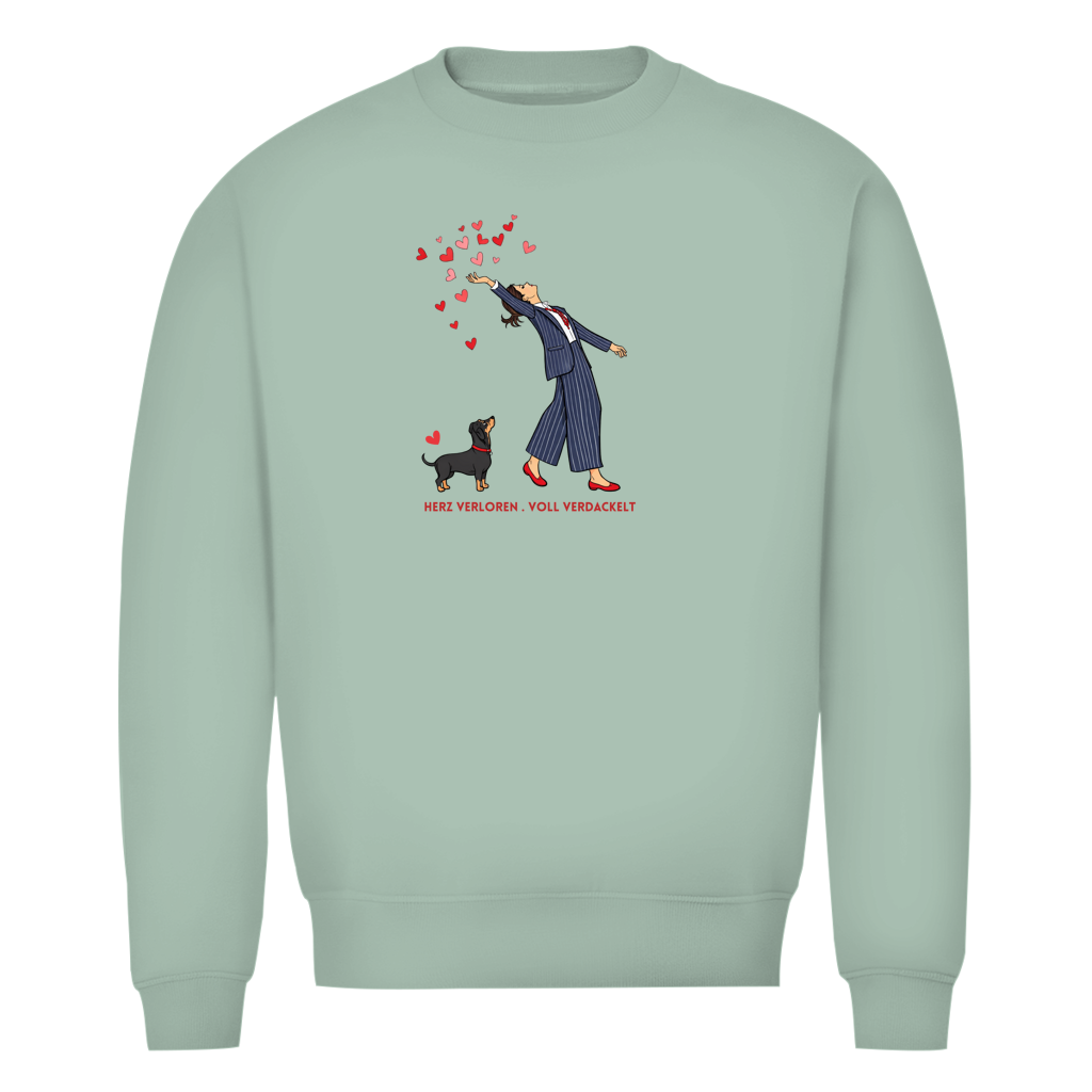 Oversized Bio-Sweatshirt „Herz verloren . voll verdackelt" – Premium Damen Print