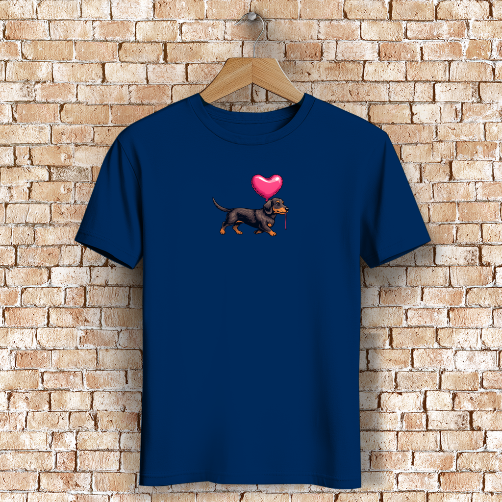 Damen Premium Bio T-Shirt Dackel mit Herz Ballon