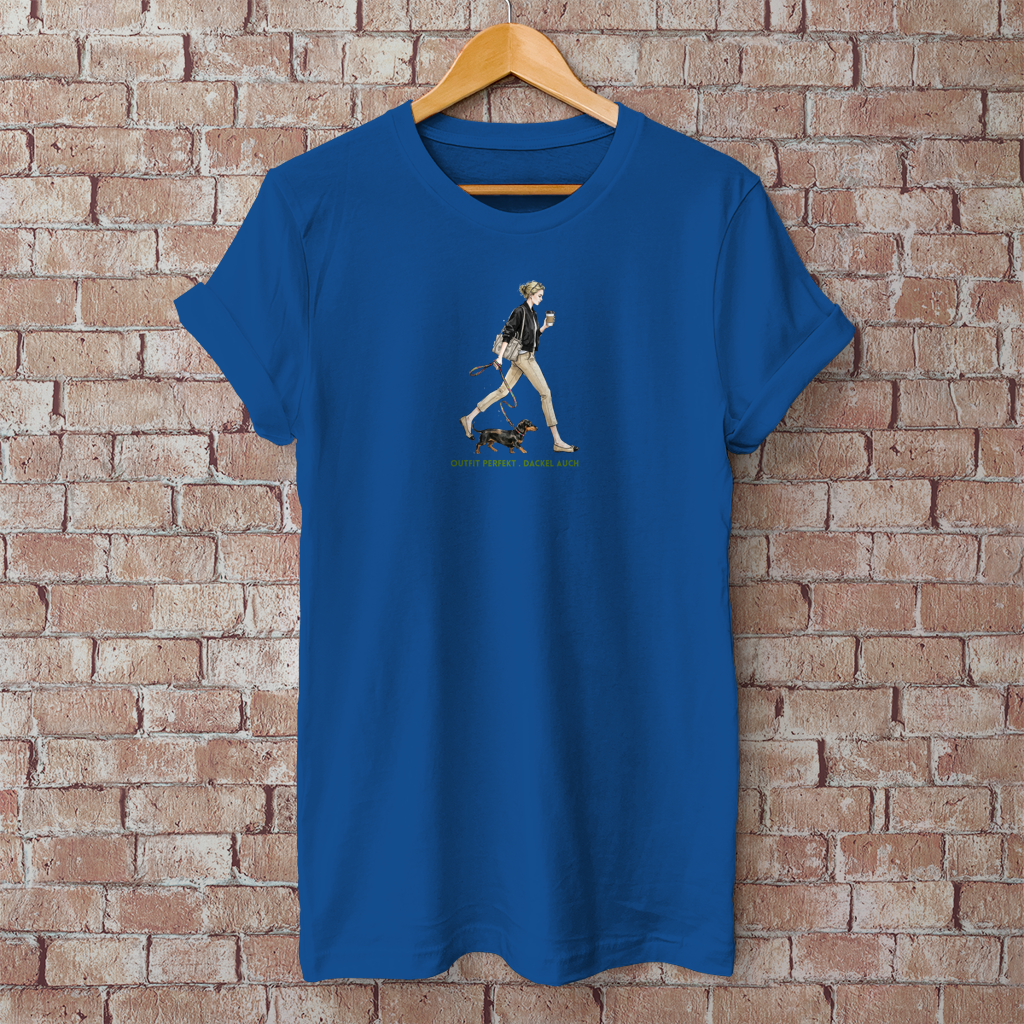 Damen T-Shirt Outfit perfekt. Dackel auch