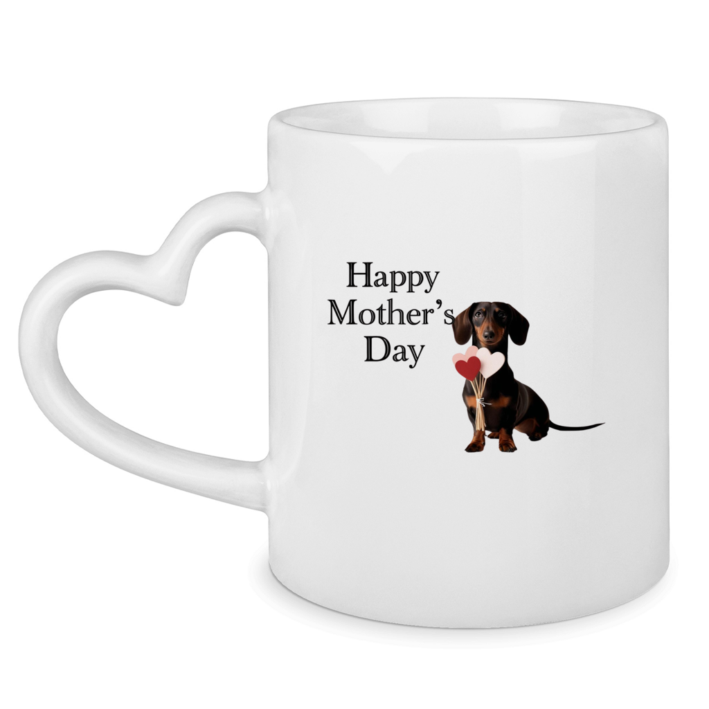 Tasse mit Herzhenkel Happy Mother's Day Dackel